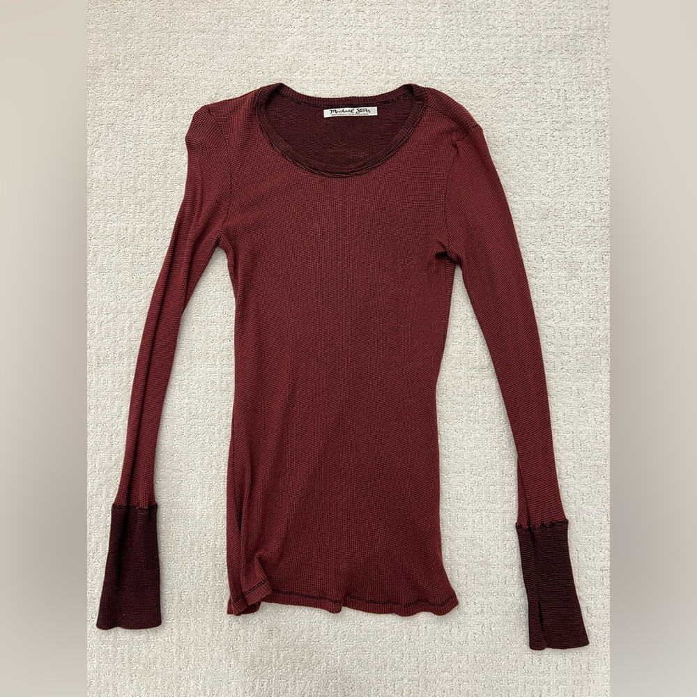 Michael Stars Maroon Reversible Long Sleeve Shirt Top